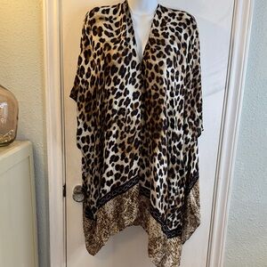 NWT Chico's Animal Print Ruana Wrap Kimono One Size